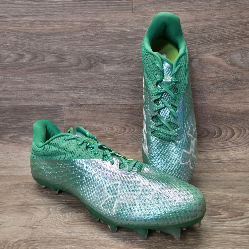 Under Armour Football Cleats Mens 14‎ Green Blur Smoke Iridescent Performance